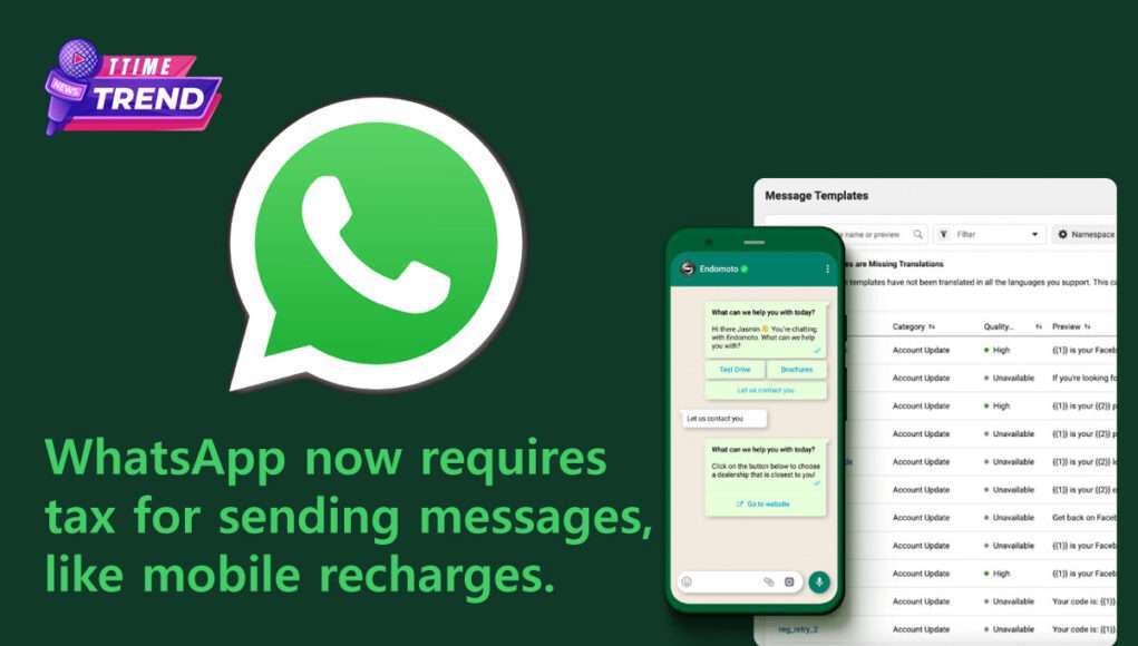 WhatsApp now requires tax for sending messages, like mobile recharges.