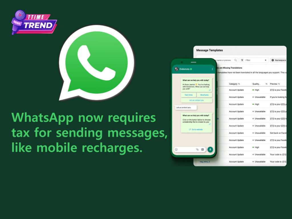 WhatsApp now requires tax for sending messages, like mobile recharges.